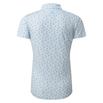 FOOTJOY Women's  Floral Print Lisle Golf Polo Shirt - White/Blue