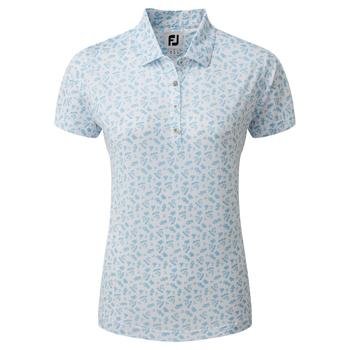 FOOTJOY Women's  Floral Print Lisle Golf Polo Shirt - White/Blue