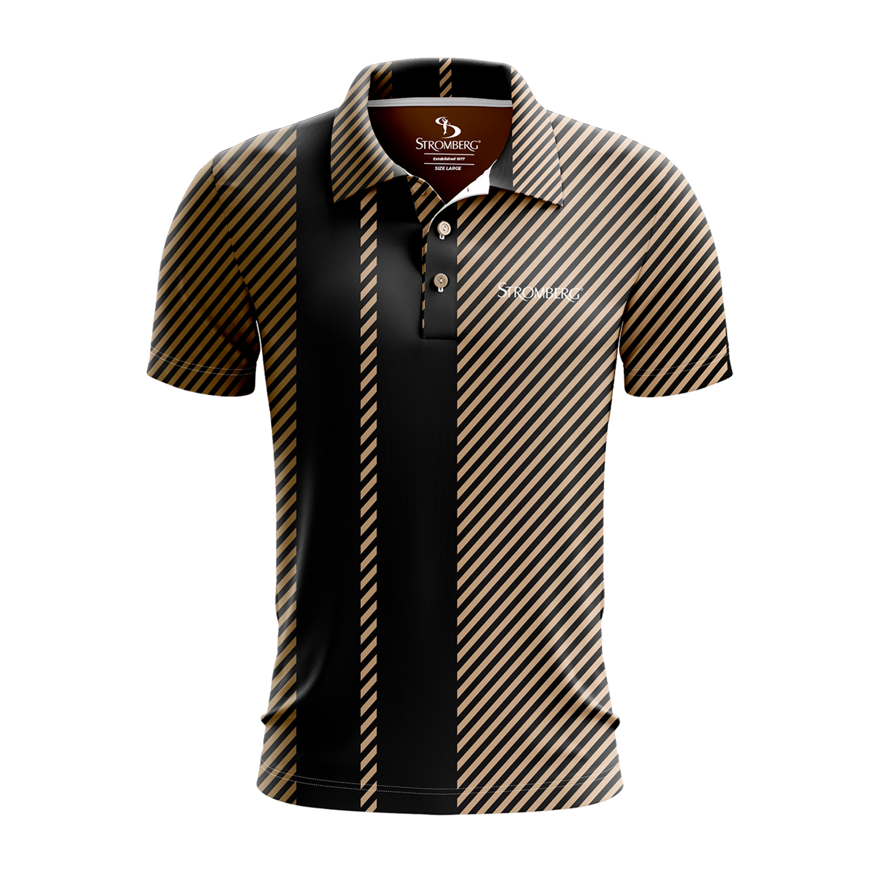 STROMBERG Men's Noir Gold Stripe Golf Polo Shirt - Black/Gold