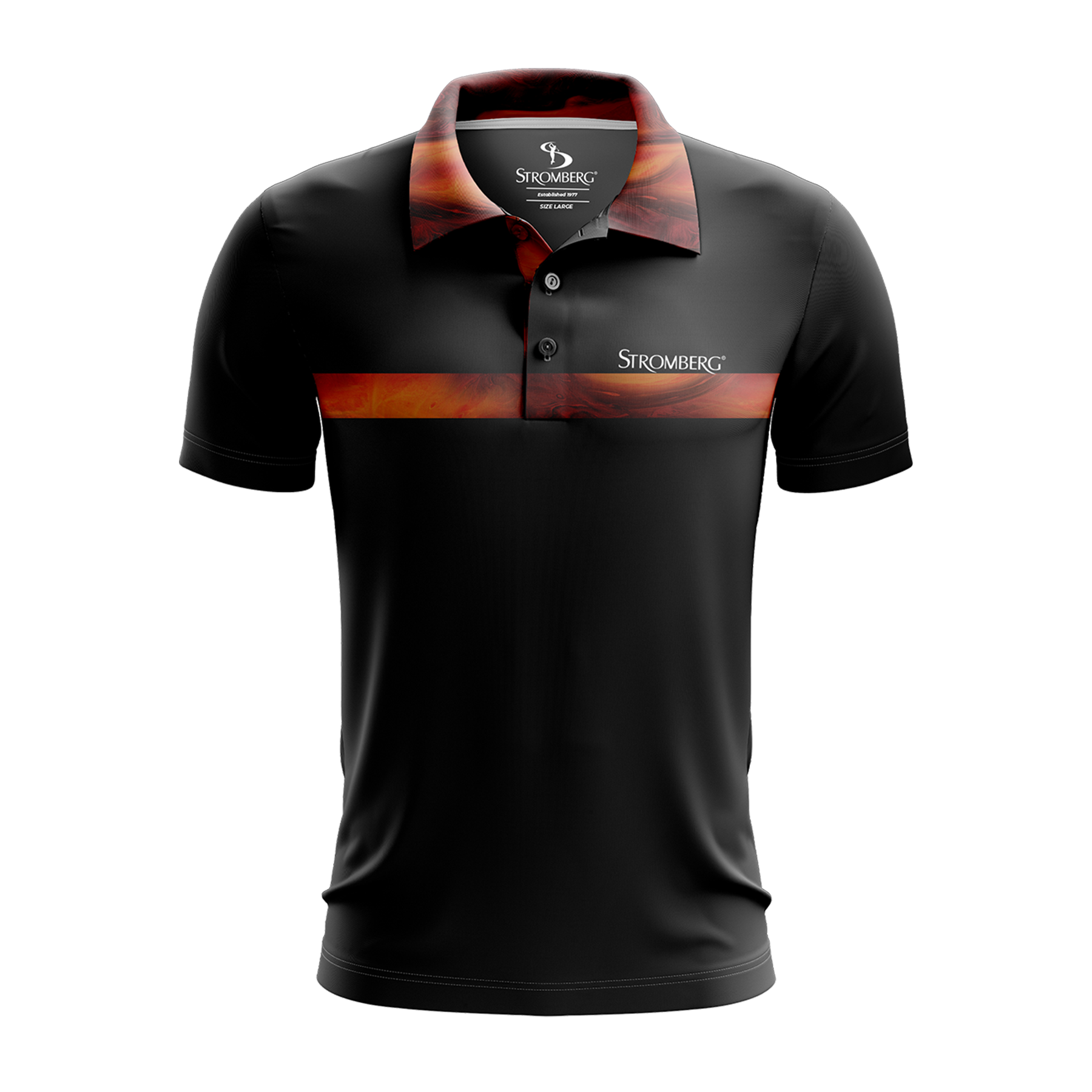 STROMBERG Sunset Bite Black Golf Polo Shirt - Sunset/Black