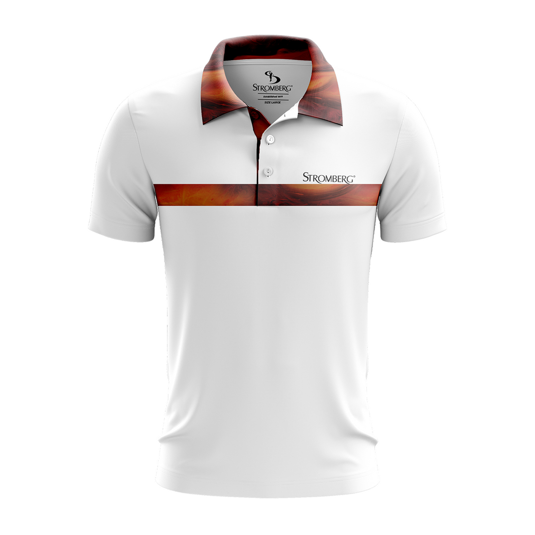 STROMBERG Sunset Bite Men’s Golf Polo Shirt - White/Sunset