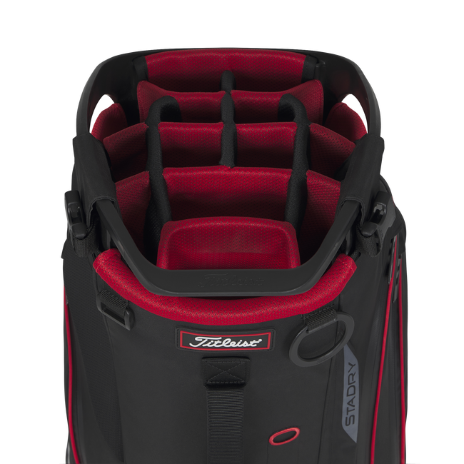 TITLEIST Hybrid 14 StaDry Stand Bag - Black/Black/Red