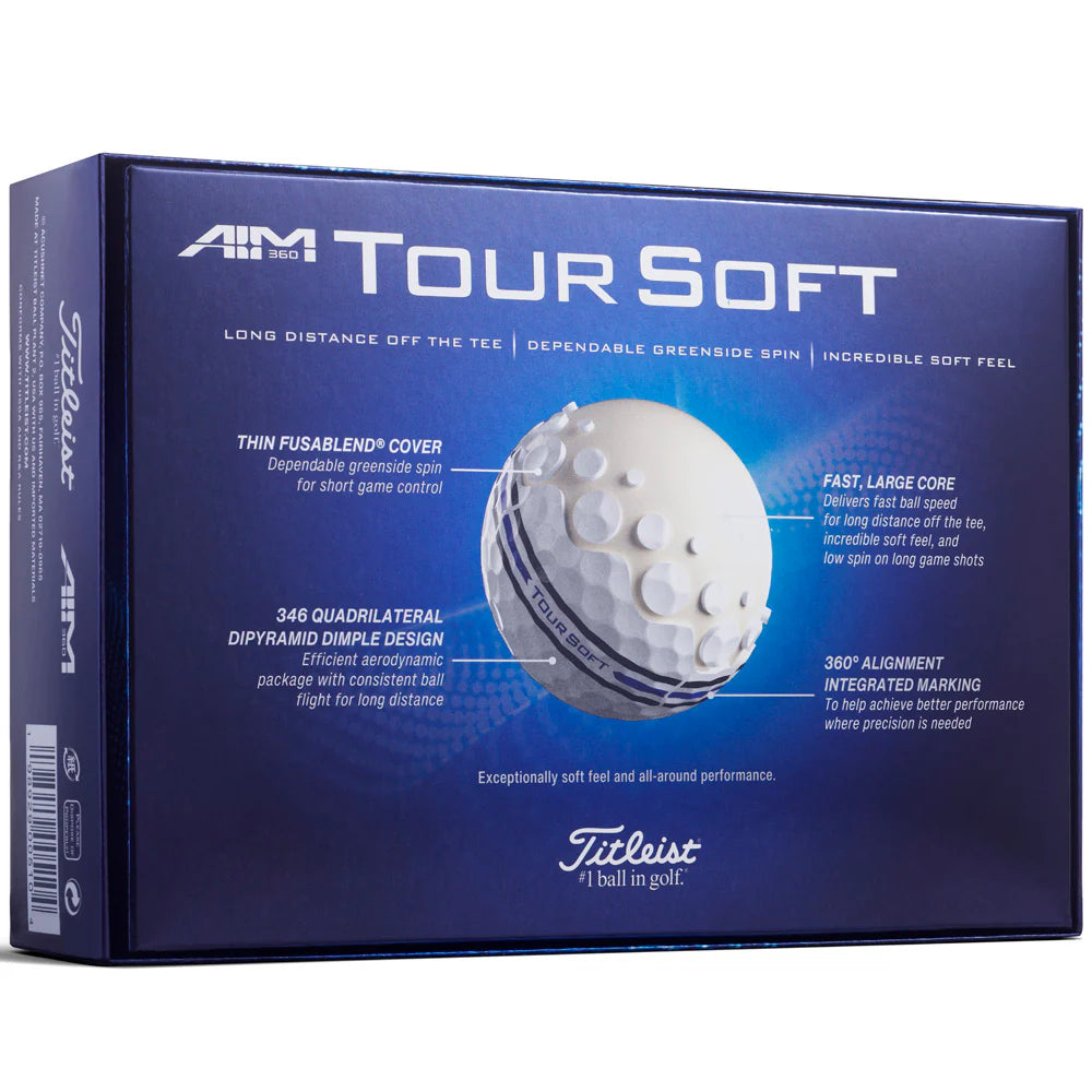 TITLEIST Tour Soft Aim 360 Golf Balls - White - 12 Balls