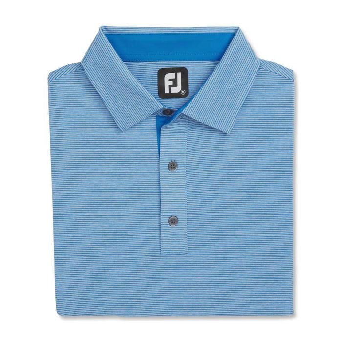 FOOTJOY Men's Heather Stripe Lisle Golf Polo Shirt - Blue