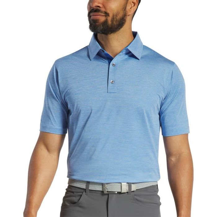 FOOTJOY Men's Heather Stripe Lisle Golf Polo Shirt - Blue