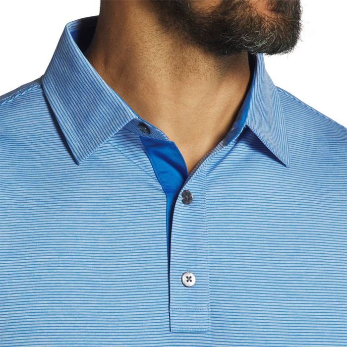 FOOTJOY Men's Heather Stripe Lisle Golf Polo Shirt - Blue