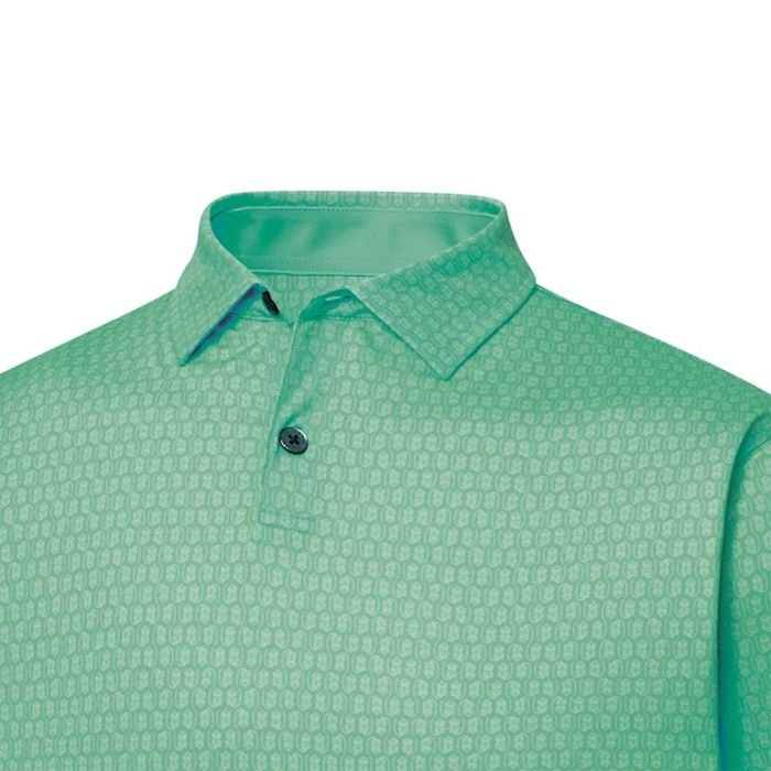 FOOTJOY Men's Salamander Print Lisle Golf Polo T-Shirt - Emerald/White