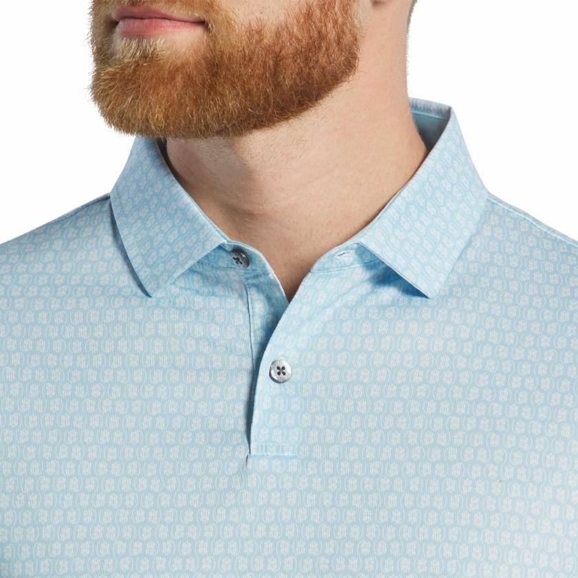 FOOTJOY Men's Salamander Print Lisle Golf Polo Shirt - Lake