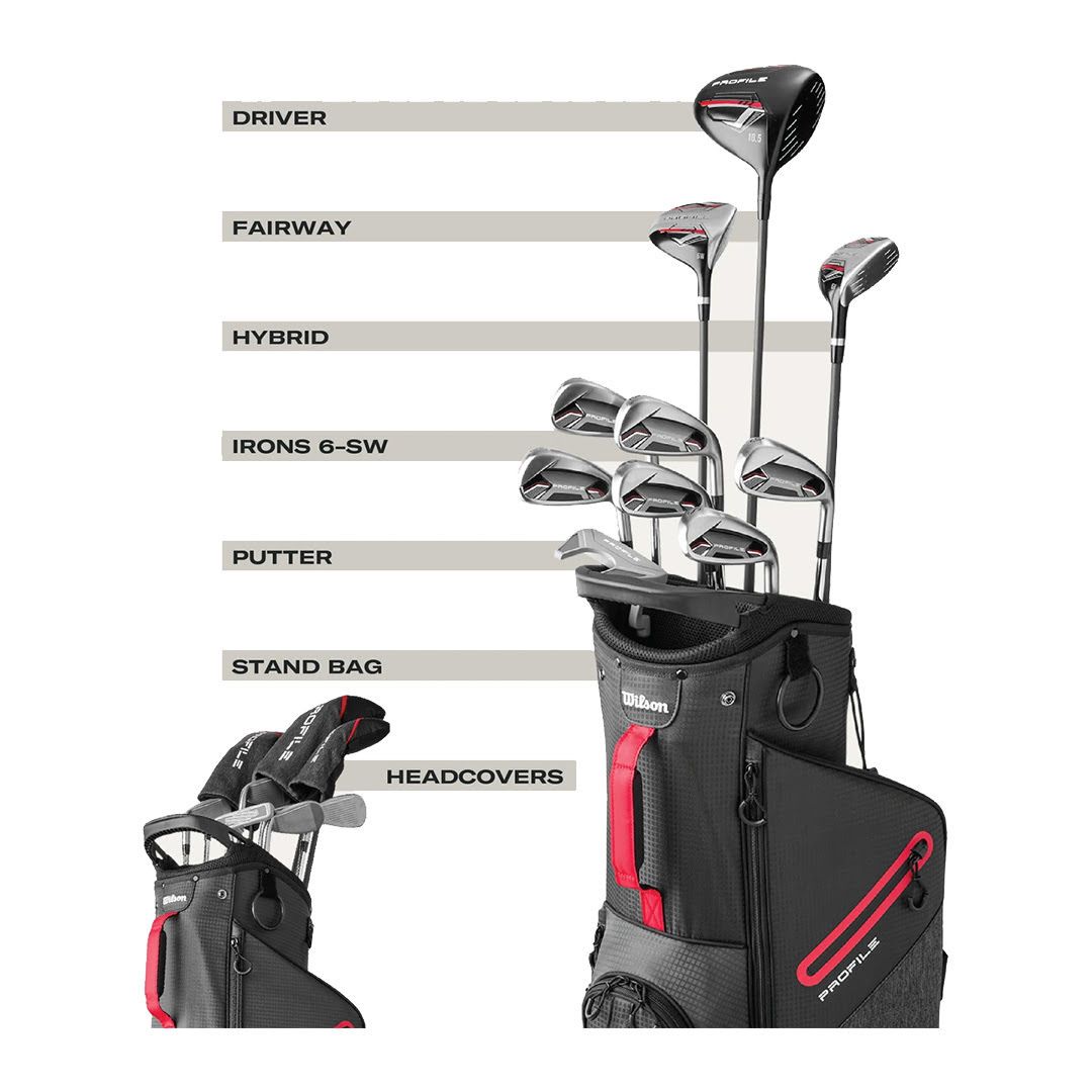 WILSON Men’s Profile Graphite Golf Set - Right Hand - Regular Flex - 10 Clubs + Bag